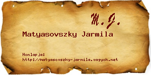 Matyasovszky Jarmila névjegykártya
